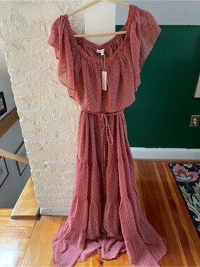 NWT BALTIC BORN Boho Tiered Maxi Dress in Dusty Rose